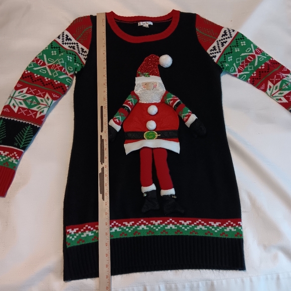 Kela Santa Clause Knitted size Medium Ugly Christmas sweater jingle bells - Picture 12 of 15